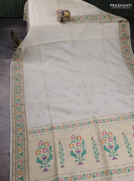 Off White Semi Paithani Saree