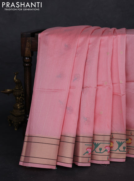 Peach Semi Paithani Saree