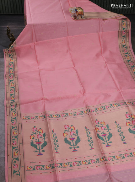 Peach Semi Paithani Saree
