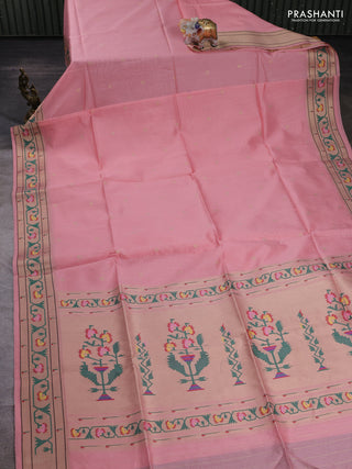 Peach Semi Paithani Saree
