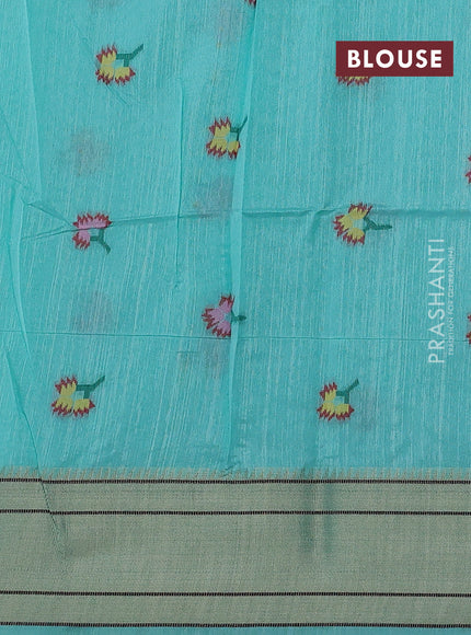Teal Blue Semi Paithani Saree