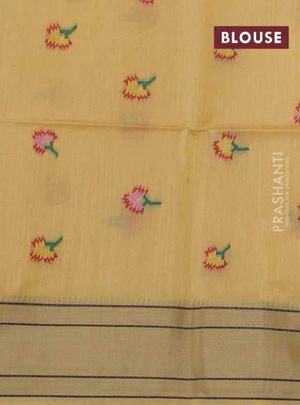 Pale Yellow Semi Paithani Saree
