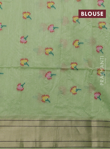 Pista Green Semi Paithani Saree