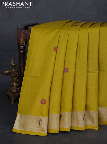 Mustard Yellow Semi Paithani Saree