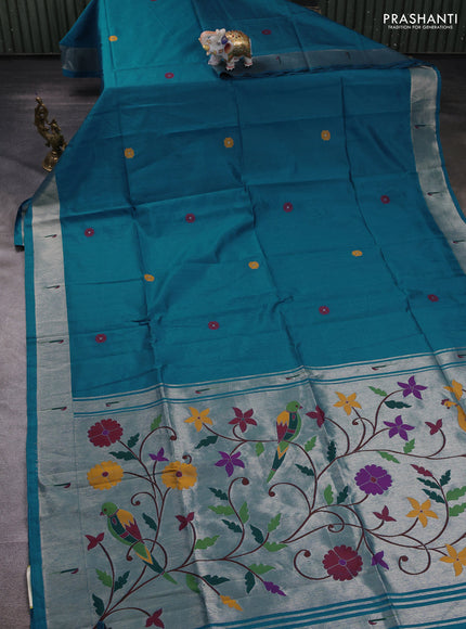 Cs Blue Semi Paithani Saree