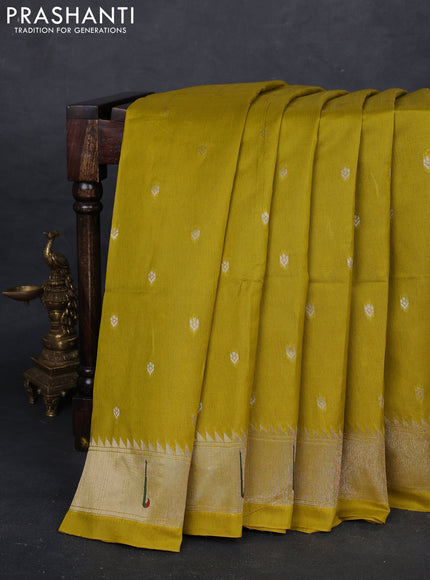 Mustard Yellow Semi Paithani Saree