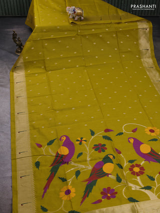 Mustard Yellow Semi Paithani Saree