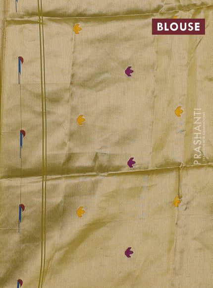 Mustard Yellow Semi Paithani Saree