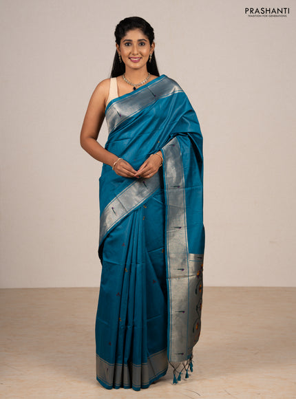 Cs Blue Semi Paithani Saree