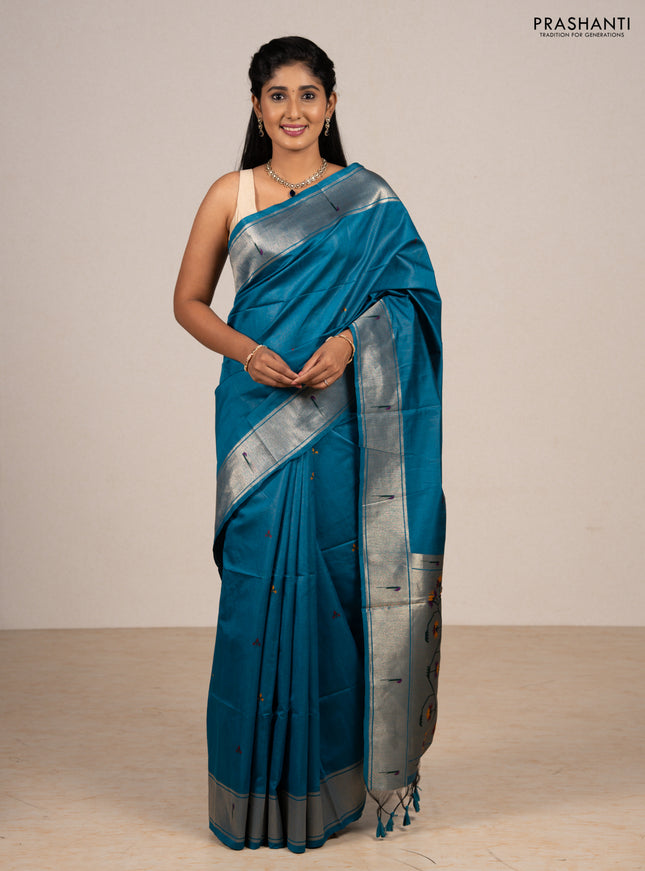 Cs Blue Semi Paithani Saree