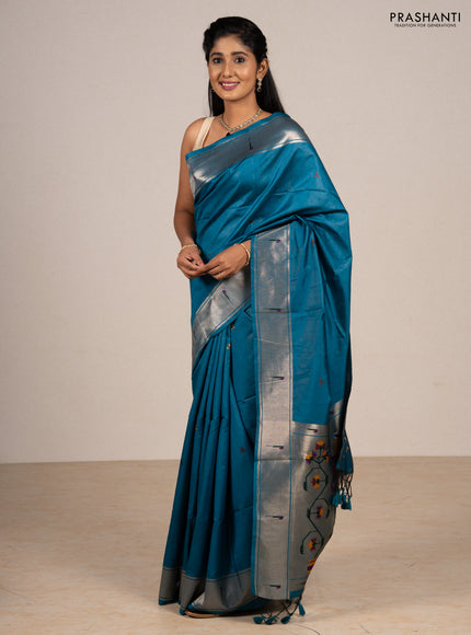 Cs Blue Semi Paithani Saree