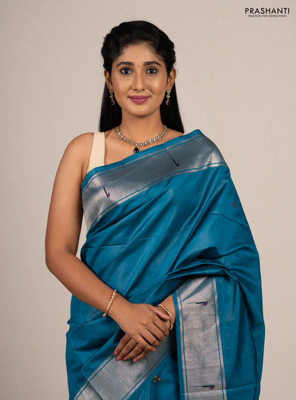 Cs Blue Semi Paithani Saree