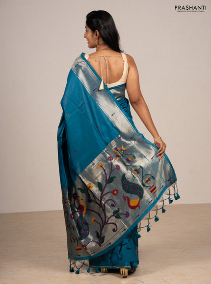 Cs Blue Semi Paithani Saree