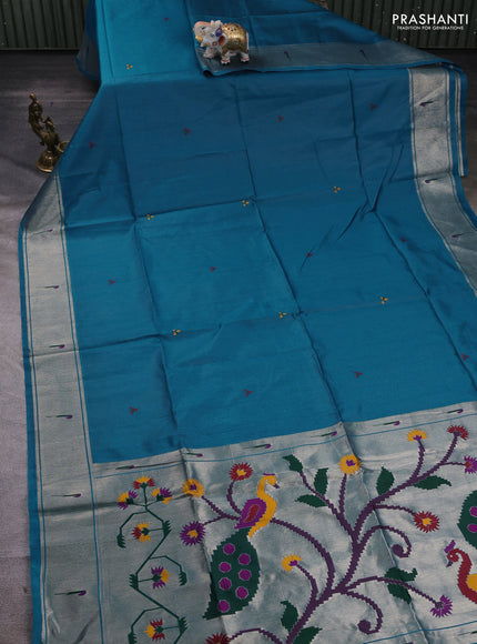 Cs Blue Semi Paithani Saree