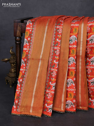 Orange & Wine Banarasi Silk - Patola Weaving