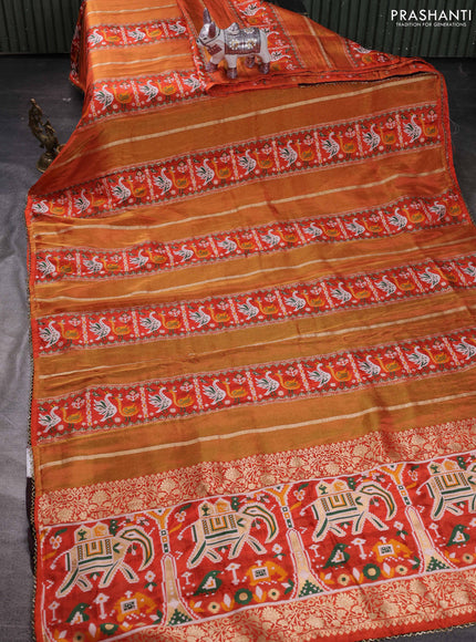 Orange & Wine Banarasi Silk - Patola Weaving