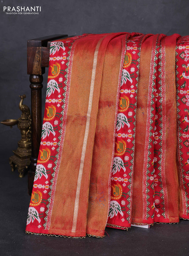 Red & Pink Banarasi Silk - Patola Weaving