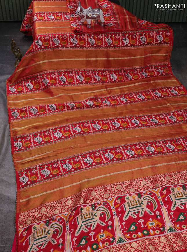 Red & Pink Banarasi Silk - Patola Weaving