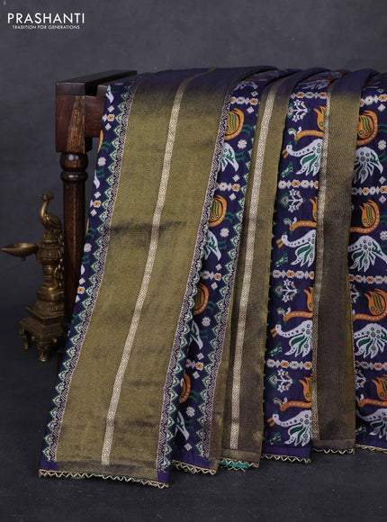Navy Blue & Teal Blue Banarasi Silk - Patola Weaving