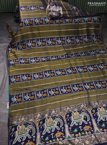 Navy Blue & Teal Blue Banarasi Silk - Patola Weaving