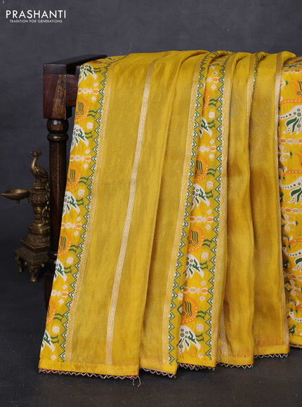 Yellow & Pink Banarasi Silk - Patola Weaving