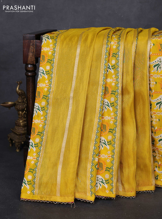 Yellow & Pink Banarasi Silk - Patola Weaving