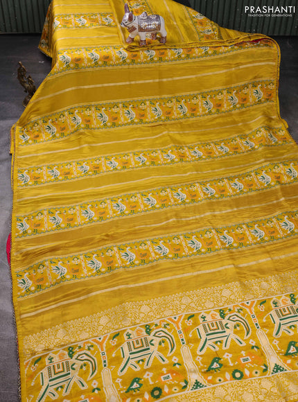 Yellow & Pink Banarasi Silk - Patola Weaving