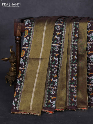 Coffee Brown & Orange Banarasi Silk - Patola Weaving