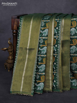 Bottle Green & Lime Green Banarasi Silk - Patola Weaving