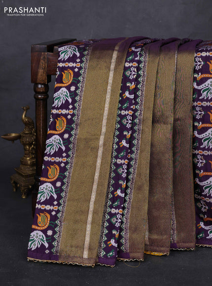 Violet & Yellow Banarasi Silk - Patola Weaving