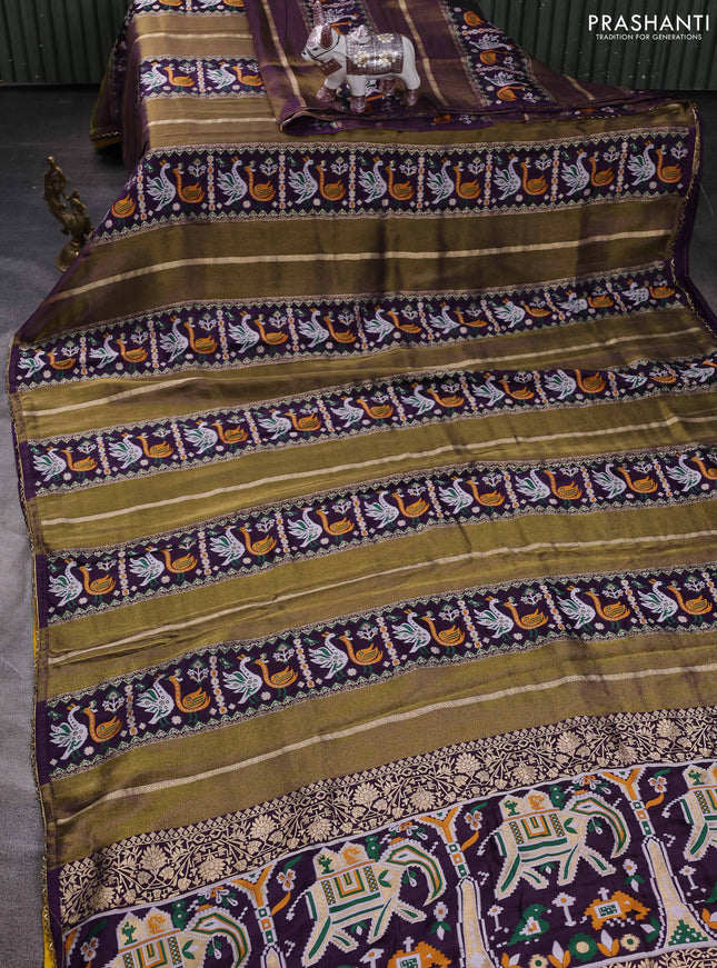 Violet & Yellow Banarasi Silk - Patola Weaving