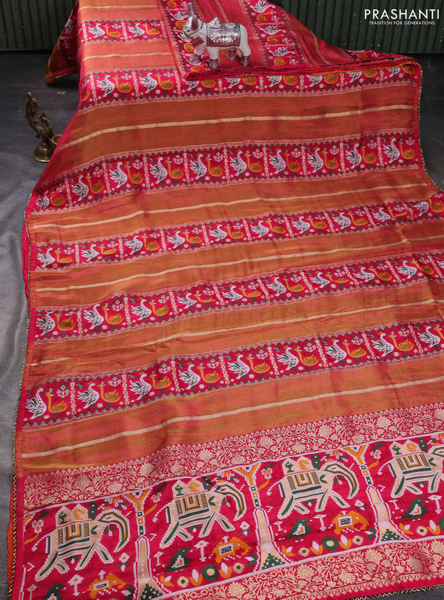 Pink & Orange Banarasi Silk - Patola Weaving