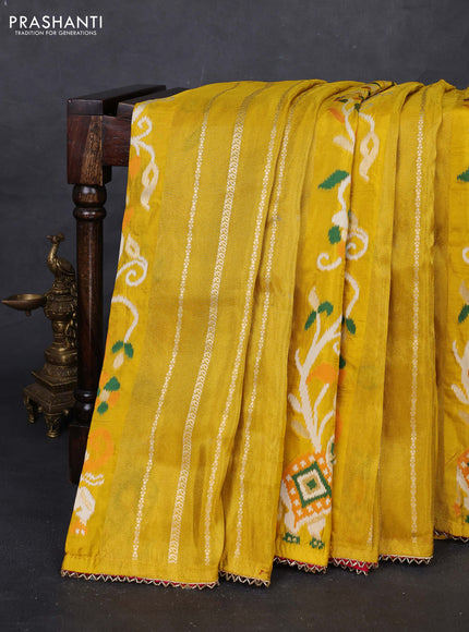 Yellow & Pink Banarasi Silk - Patola Weaving