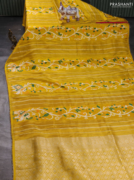 Yellow & Pink Banarasi Silk - Patola Weaving