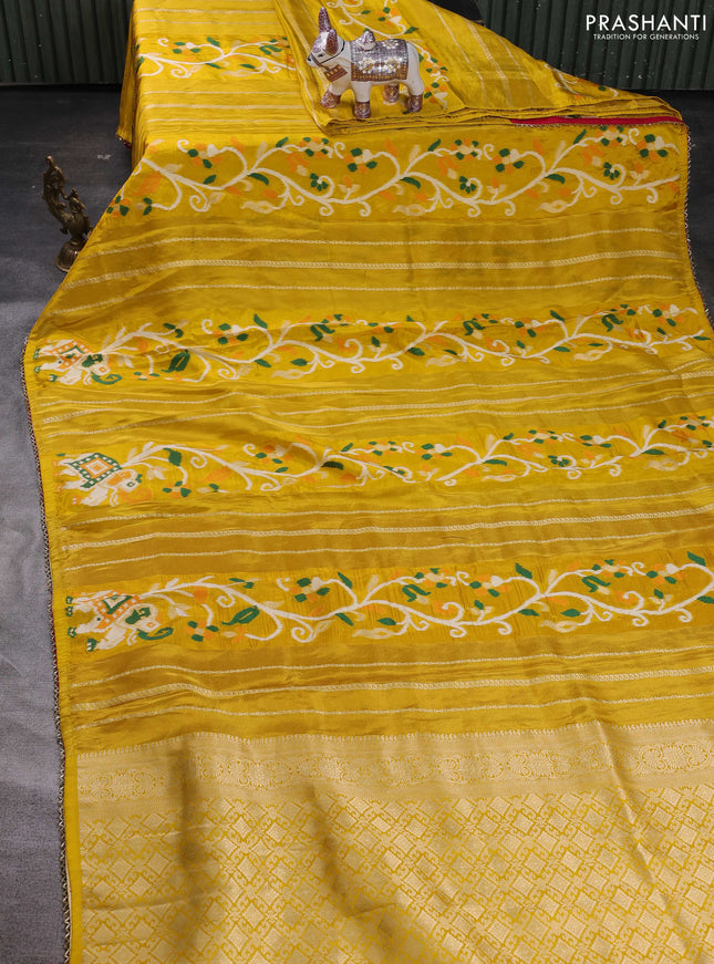Yellow & Pink Banarasi Silk - Patola Weaving