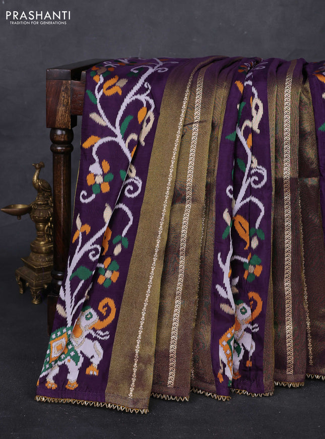 Violet & Yellow Banarasi Silk - Patola Weaving
