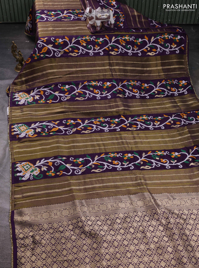 Violet & Yellow Banarasi Silk - Patola Weaving