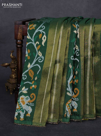 Green & Lime Green Banarasi Silk - Patola Weaving