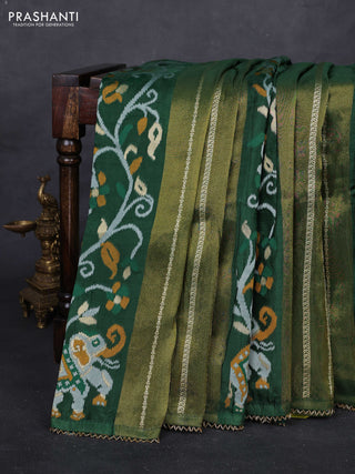 Green & Lime Green Banarasi Silk - Patola Weaving