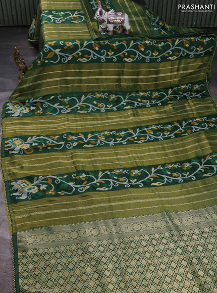 Green & Lime Green Banarasi Silk - Patola Weaving