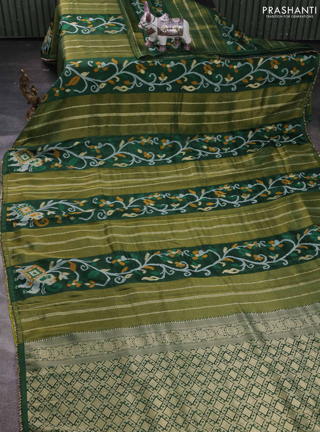 Green & Lime Green Banarasi Silk - Patola Weaving