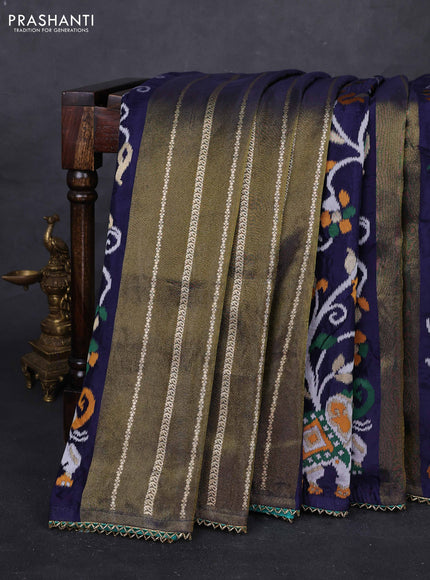 Navy Blue & Teal Blue Banarasi Silk - Patola Weaving