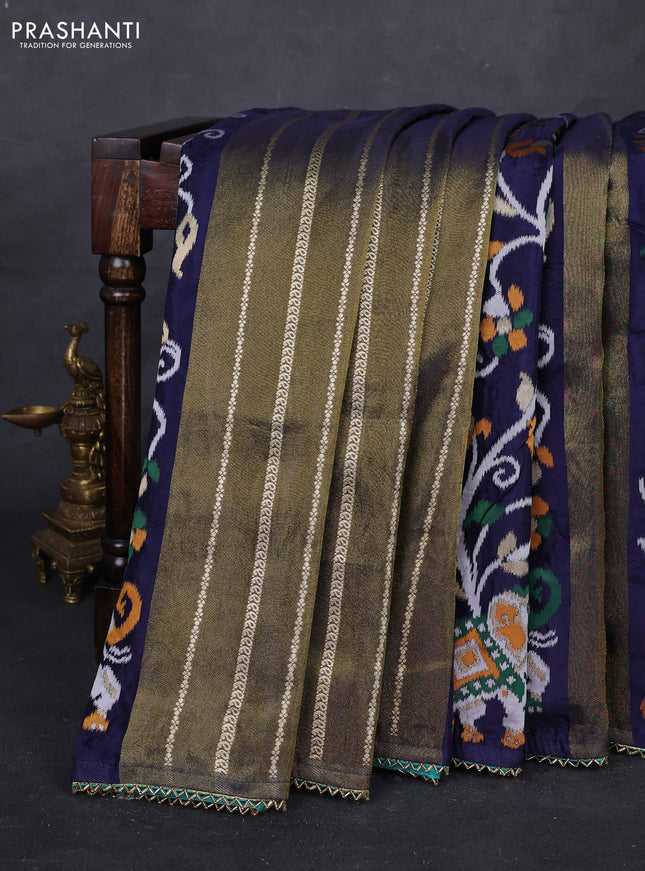Navy Blue & Teal Blue Banarasi Silk - Patola Weaving