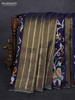 Navy Blue & Teal Blue Banarasi Silk - Patola Weaving
