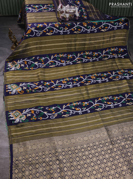 Navy Blue & Teal Blue Banarasi Silk - Patola Weaving