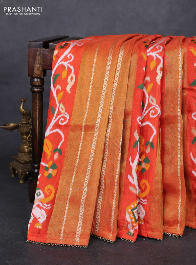 Orange & Coffee Brown Banarasi Silk - Patola Weaving