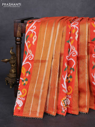 Orange & Coffee Brown Banarasi Silk - Patola Weaving