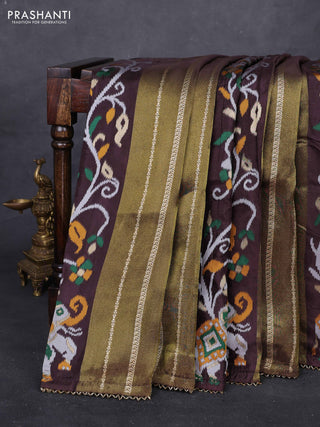 Coffee Brown & Orange Banarasi Silk - Patola Weaving