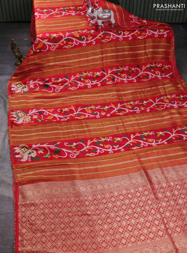 Red & Peach Banarasi Silk - Patola Weaving