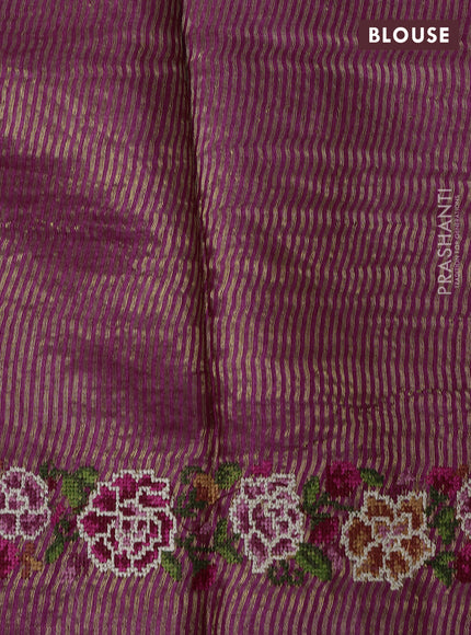 Magenta Pink Pure Tussar Silk - Embroidery